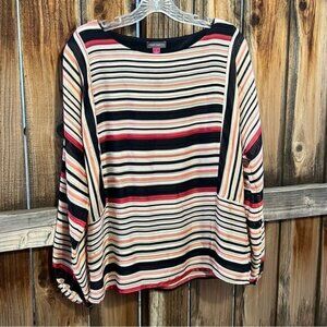 Vince Camuto top striped lined tank orange black gray Sz Small